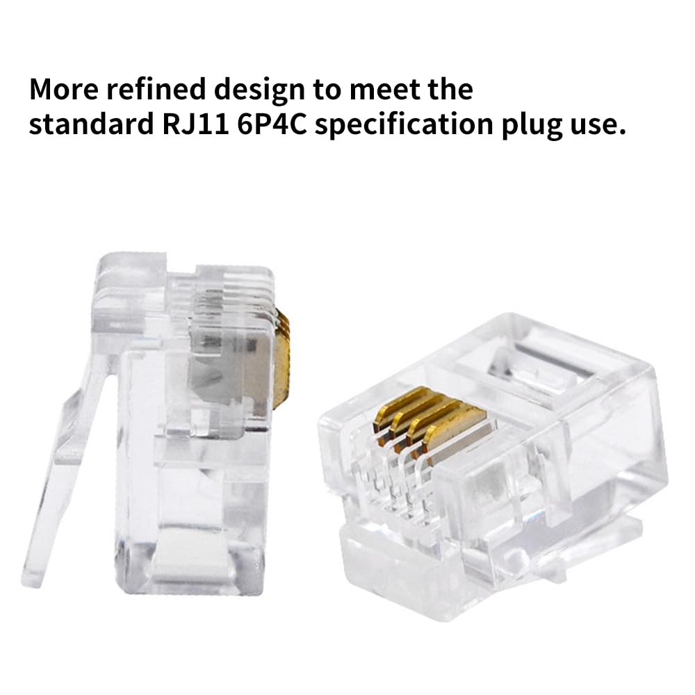 Xanham Rj11 6P4C Connectors(100 Pieces Pack) Telephone Line Cable Wire Male Plug, Av00205