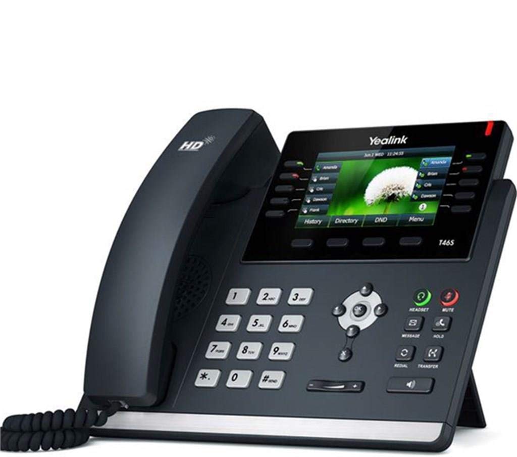 Yealink Sip-T46S Ip Phone, 16 Lines. 4.3-Inch Color Display. Dual-Port Gigabit Ethernet, 802.3Af Poe, Power Adapter Not Included