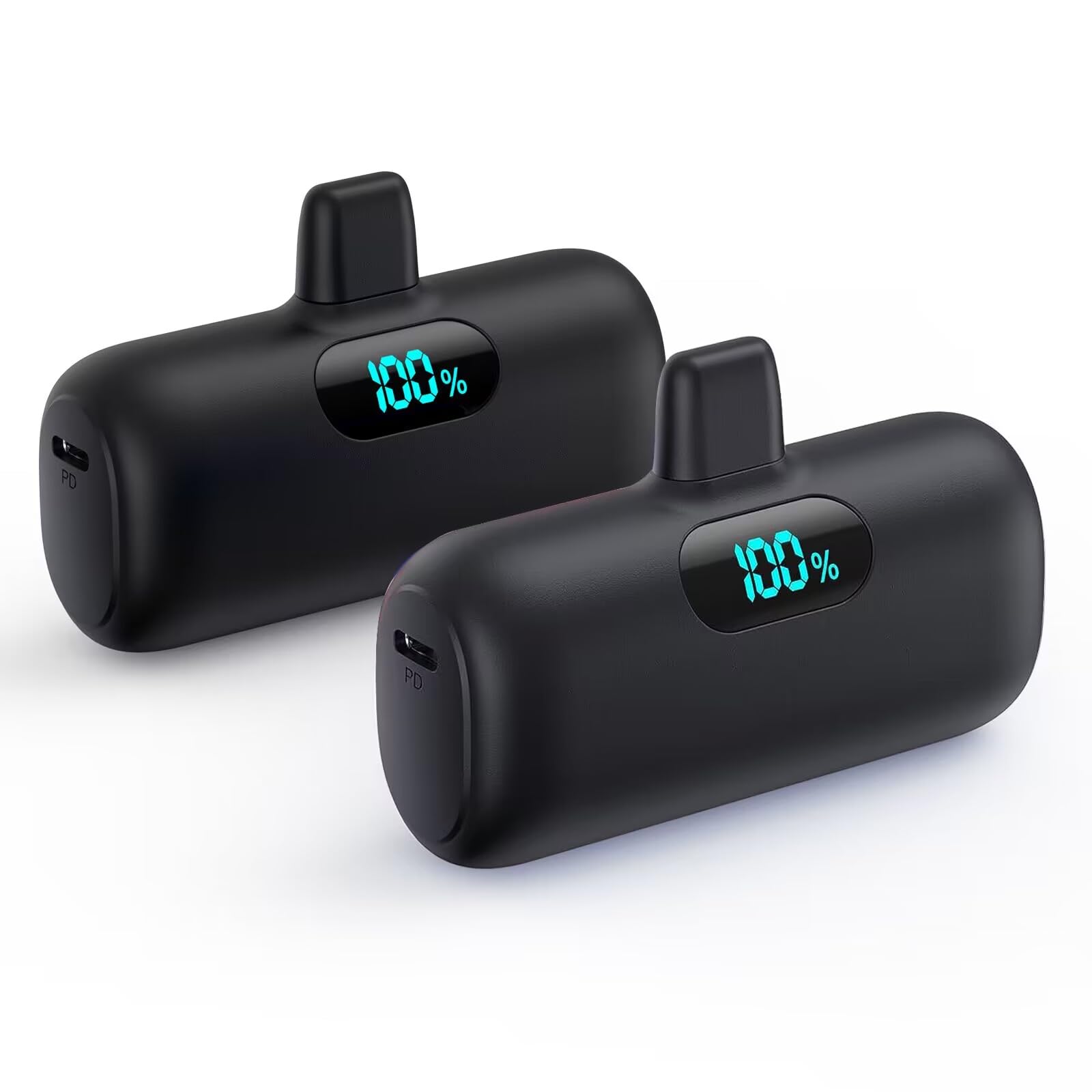 Feob [2 Pack] Small Portable Charger for iPhone14/13, 5500mAh PD Fast Charging Power Bank, LCD Display Mini Battery Pack Compati