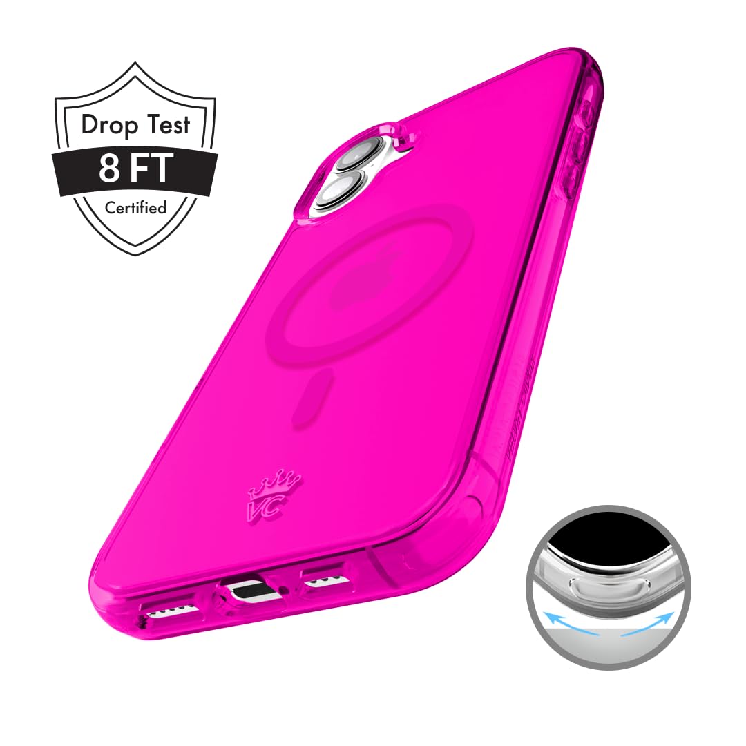 Velvet Caviar For Iphone 16 Case Neon Hot Pink [8Ft Drop Tested] Compatible With Magsafe   Protective Clear Colorful Cases For W