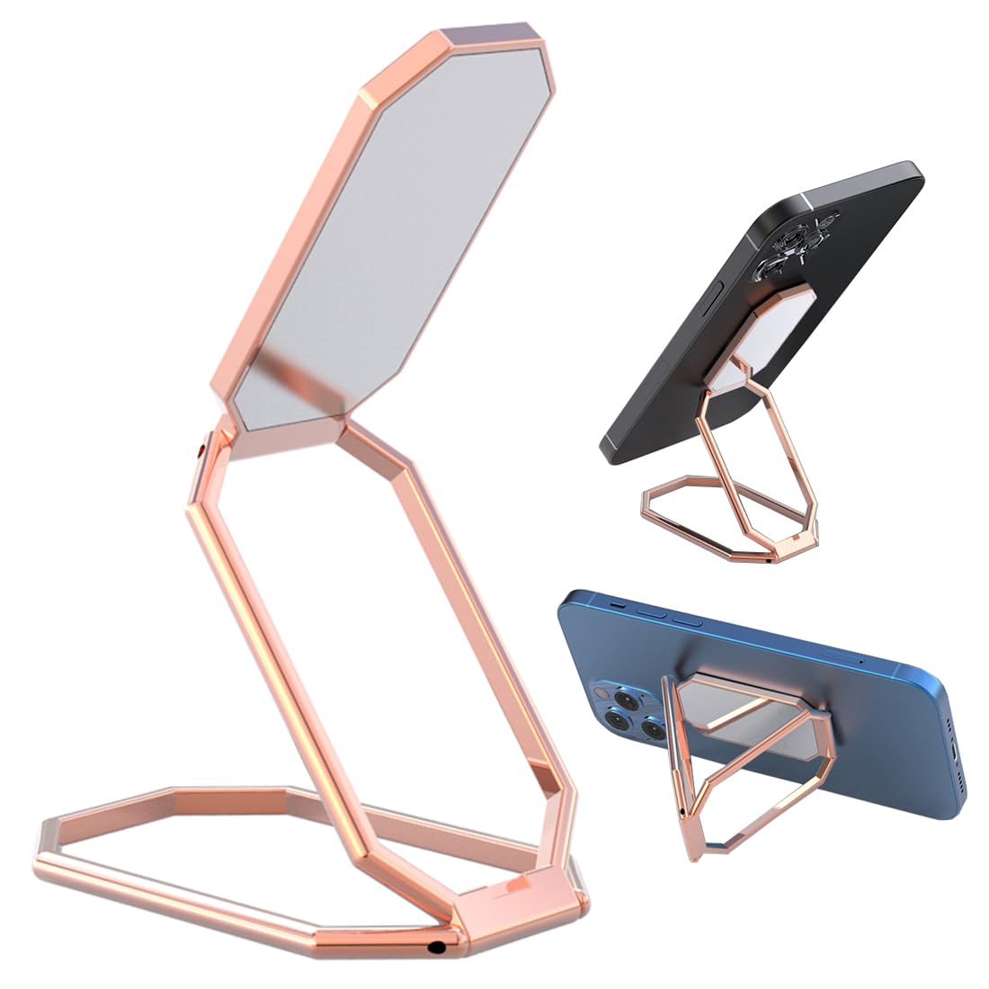 Rimyam Phone Ring Holder Finger Kickstand Foldable Cell Phone Stand 360Rotation Metal Ring Grip Holder For Magnetic Car Mount Co