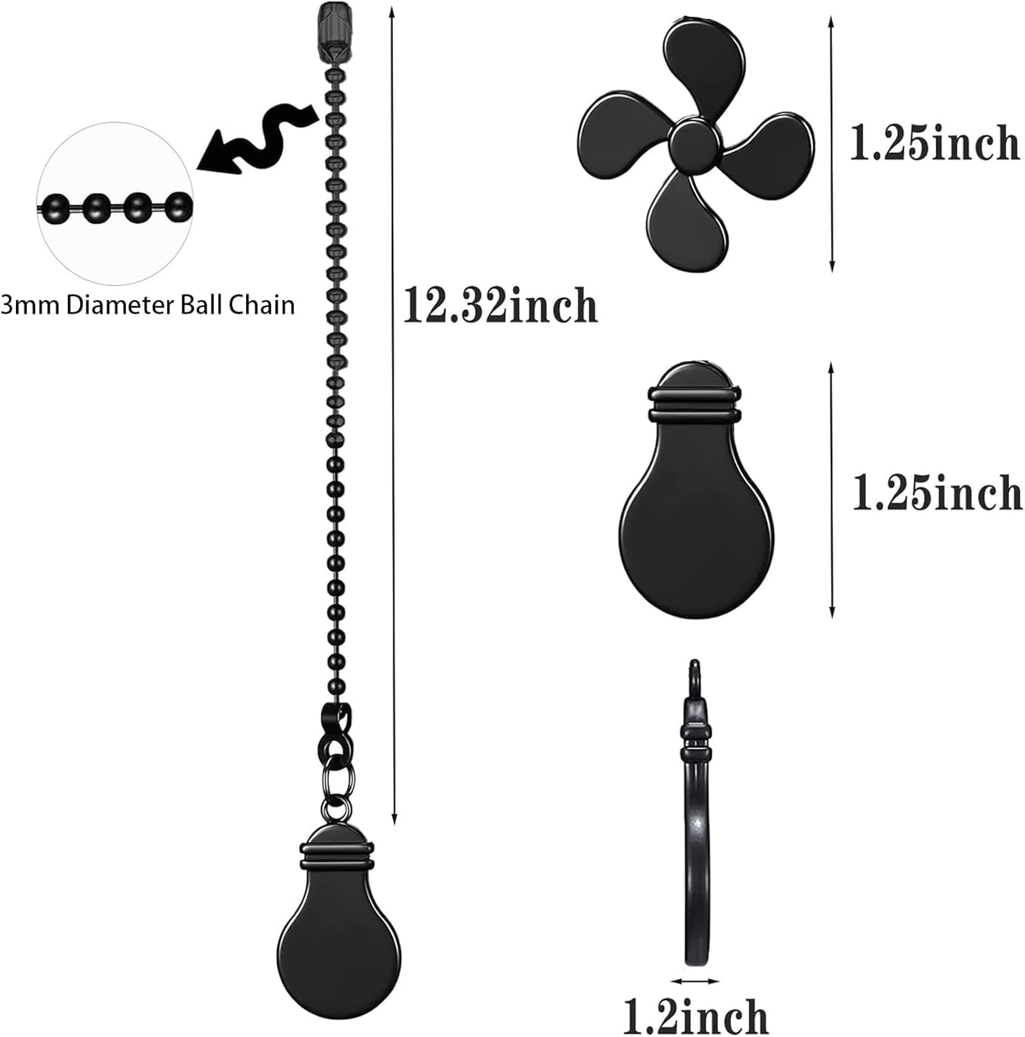 Sur-Ciel 4Pcs Ceiling Fan Pull Chain, Fan Pull Chain Extension, Pull Chains For Ceiling Fans And Lights, Light Pull Chain With 1