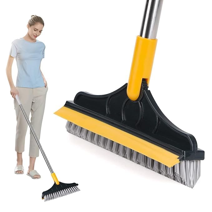 Sr 2 In 1 Toilet Bathroom Cleaning Brush With Wiper And Long Handle  180 Rotate Floor Scrub Brush For Tiles, Home Kitchen Bathr