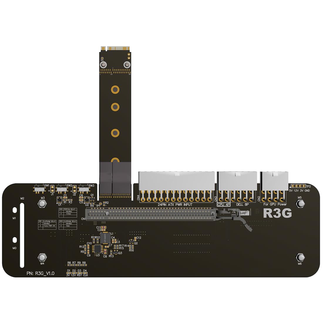 Adt-Link M.2 Key M Nvme External Graphics Card Stand Bracket With Pcie3.0 X4 Riser Cable 25Cm 50Cm 32Gbs For Itx Stx Nuc Vega64 Gtx1080Ti (25Cm,R43Sg)
