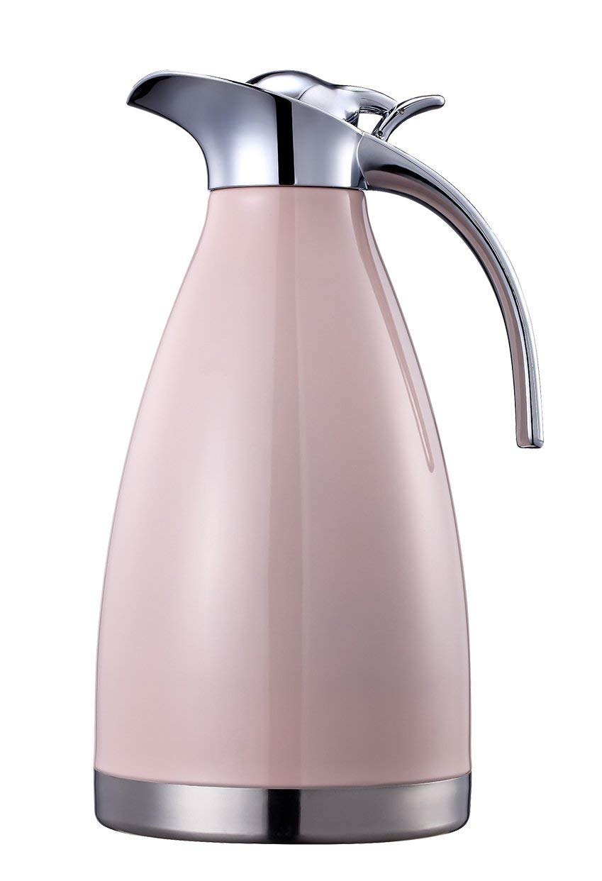 Bonnoces 68 Oz Stainless Steel Thermal Carafe   Double Walled Vacuum Insulated Thermos/Carafe With Lid   Coffee/Tea Carafe Heat 