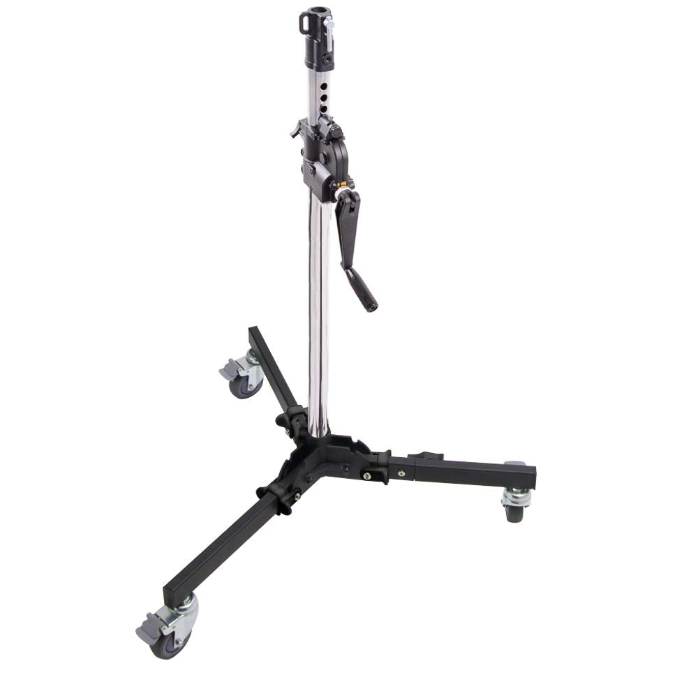 Kupo 2-Section Low Base Wind-Up Stand, Heavy Duty Crank Lift Studio Stand with Auto Self-Lock Gear Column, 1-1/8 Junior Receiver