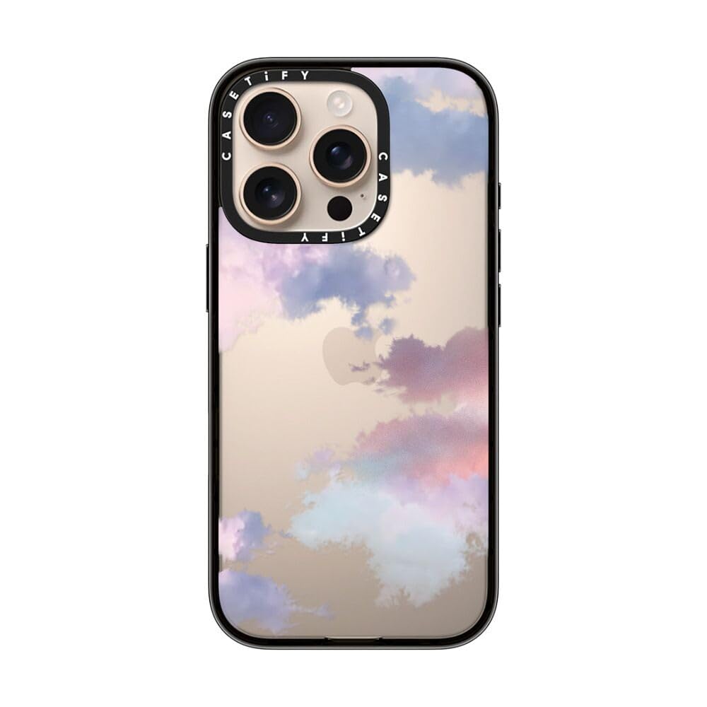 Casetify Compact Case For Iphone 16 Pro [Lightweight / 4 Ft. 2X Military Grade Drop Protection/Slim]   Clouds   Clear Black