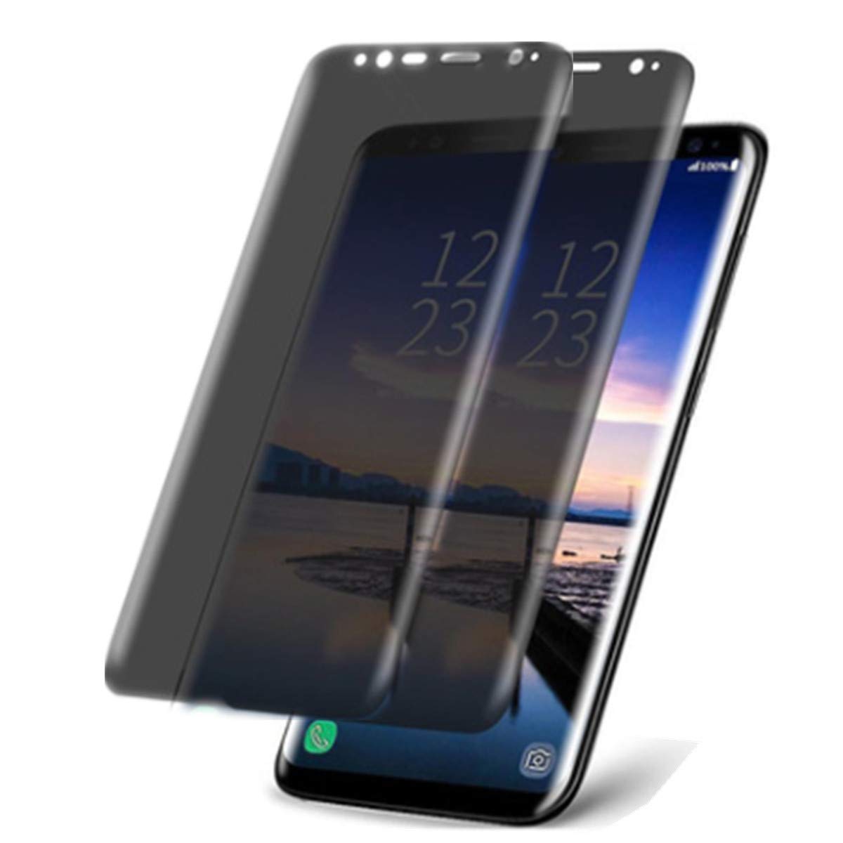 [2 Pack] For Samsung Galaxy S9 Plus Privacy Screen Protector, 3D Curved Edge Anti Spy/Scratch Screen Protector Tempered Glass Fo