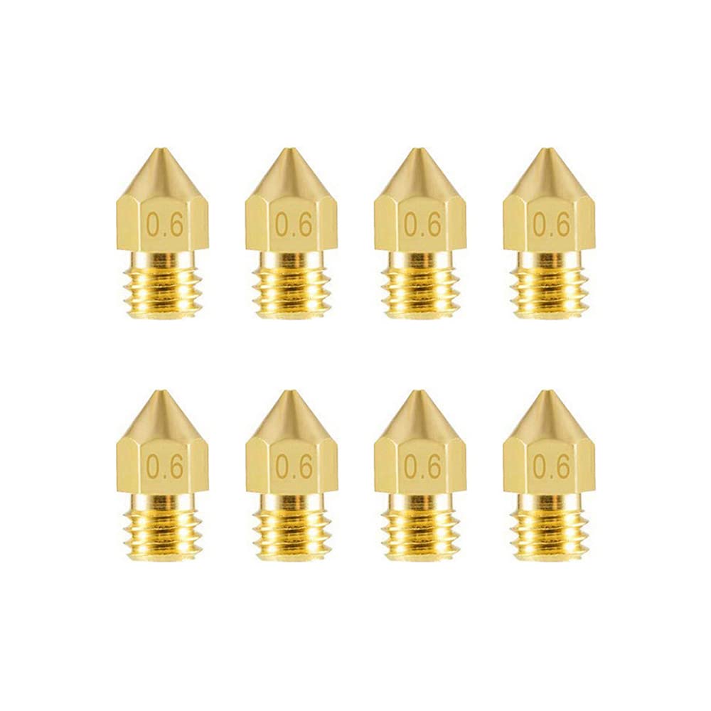 Aokin 8 Pcs 06Mm Mk8 Extruder Nozzles 3D Printer Nozzles For Creality Ender 33 Pro3 V2, Ender 55 Pro, Cr 1010S, Makerbot, Anet A