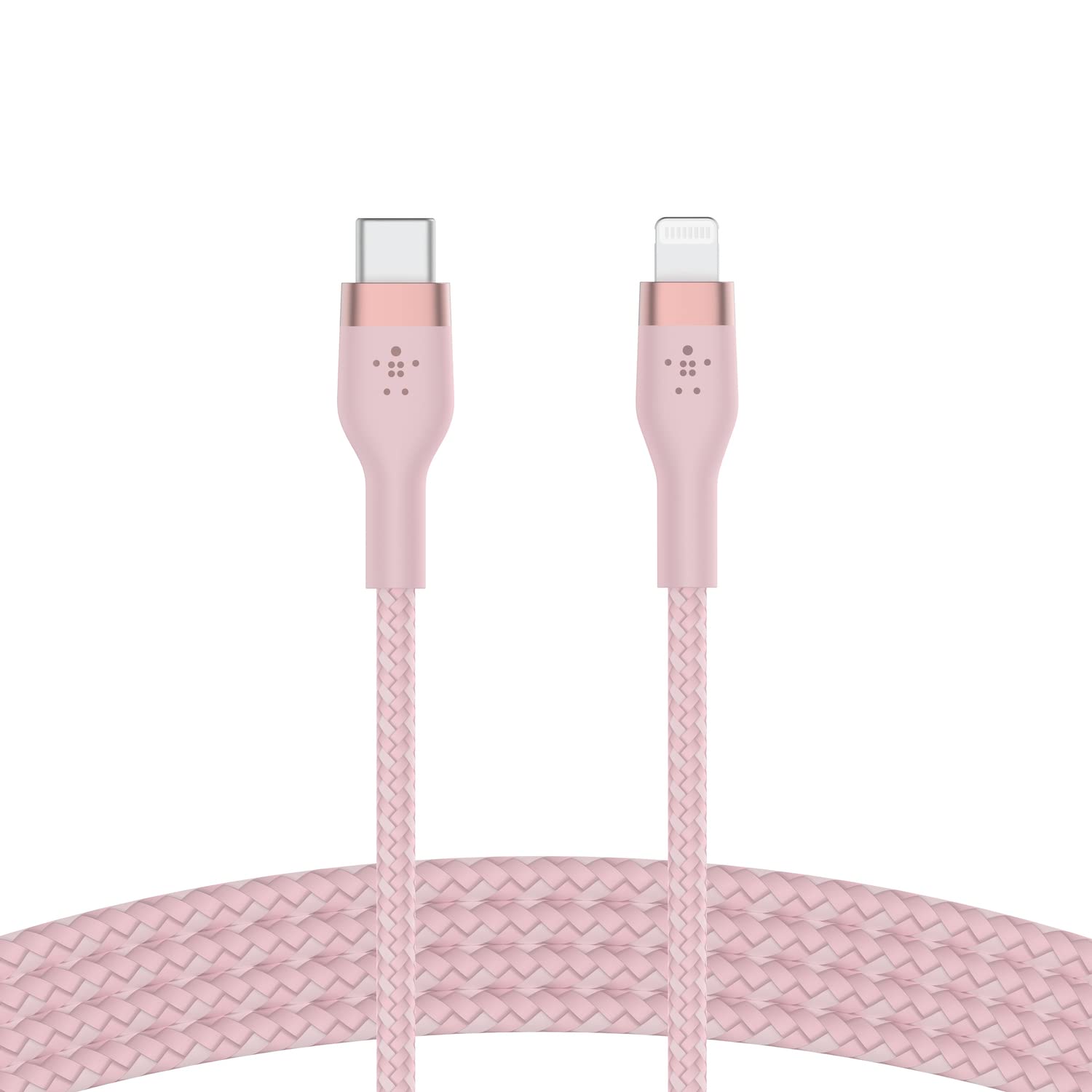 Belkin BoostCharge Pro Flex Braided USB C to Lightning Cable (2M/6.6ft), MFi Certified 20W Fast Charging PD Power Delivery for iPhone 14, iPhone 13, 12, 11, Pro, Pro Max, Mini, SE, iPad   Pink