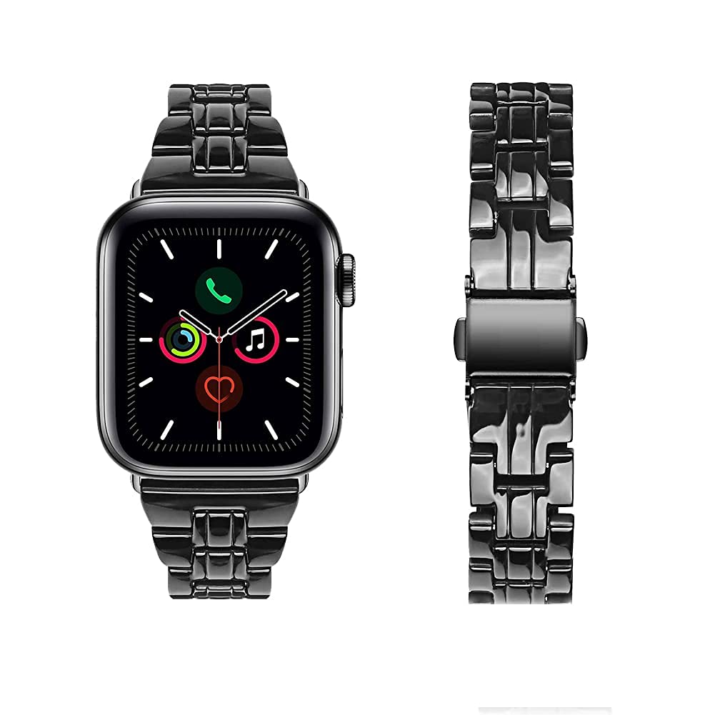 Hopo Compatible With Apple Watch Band Series 8 Series 7 Series Se Series 6 5 4 3 2 1 Slim Light Resin Strap Bracelet With Stainl