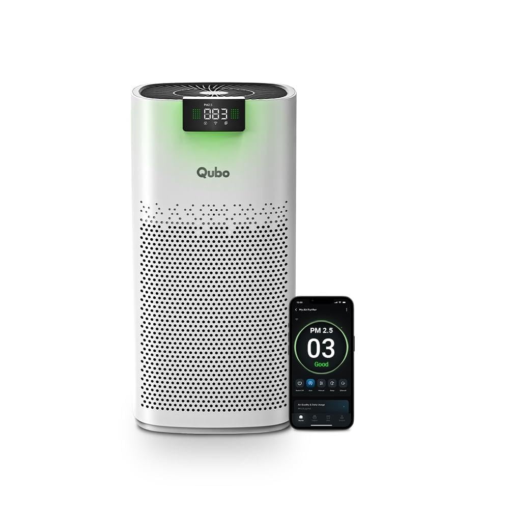 Qubo Smart Air Purifier Q600 For Home By Hero Group | Up To 600 Sq Ft | 99.99% Allergen Removal | Hepa H13 | 9000 Hrs Filter Lif