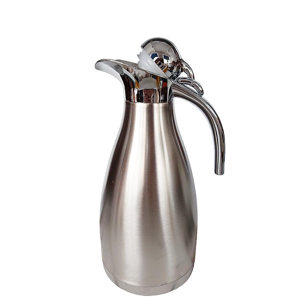 68 Oz Large Stainless Steel Thermal Coffee Carafe for Keeping Hot or Cold Beverage Dispenser, Double Walled Vacuum Insulated The
