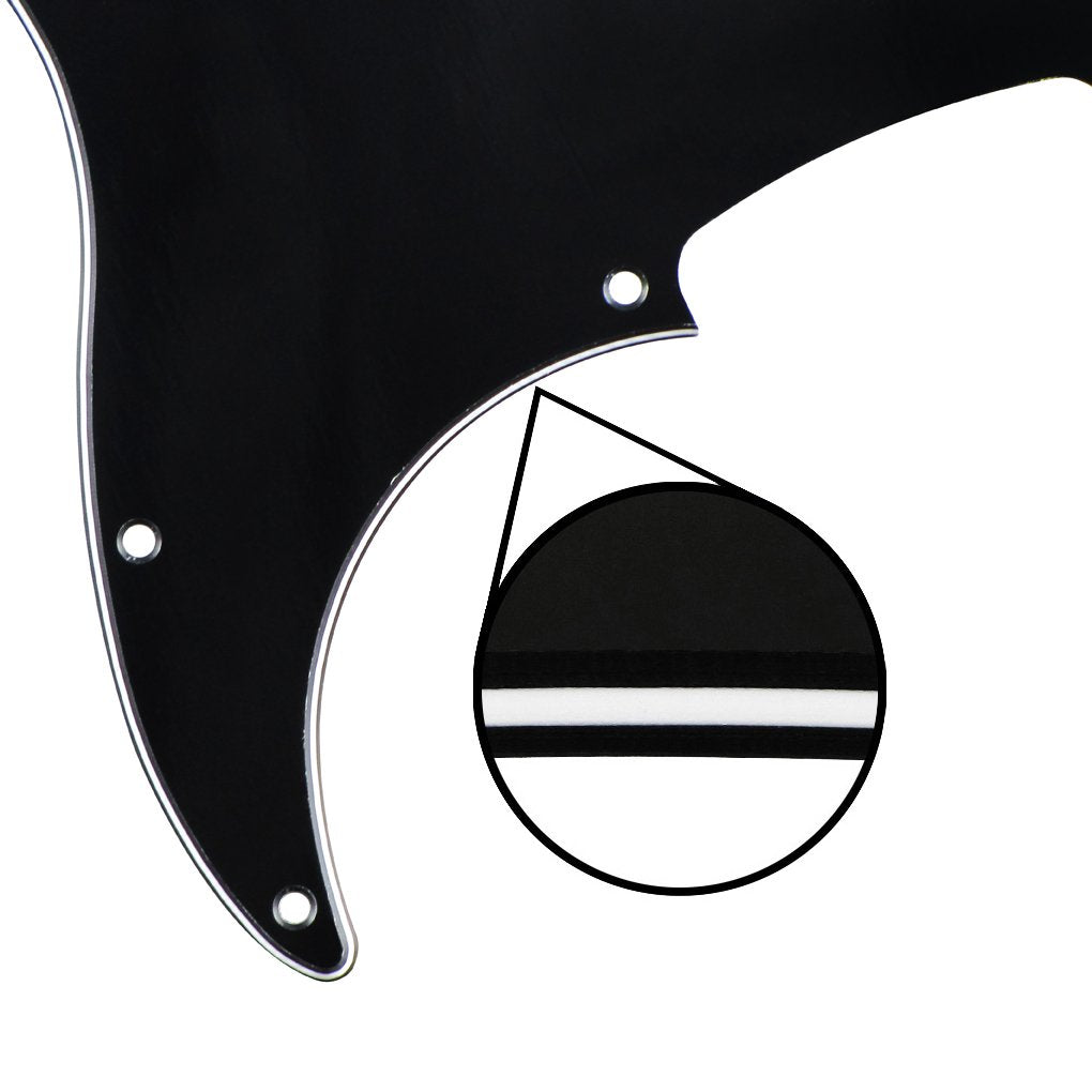 Fleor 3Ply Black P Bass Pickguard Guitar Scratch Plate Pick Guard For 4 String American/Mexican Standard P Bass Style