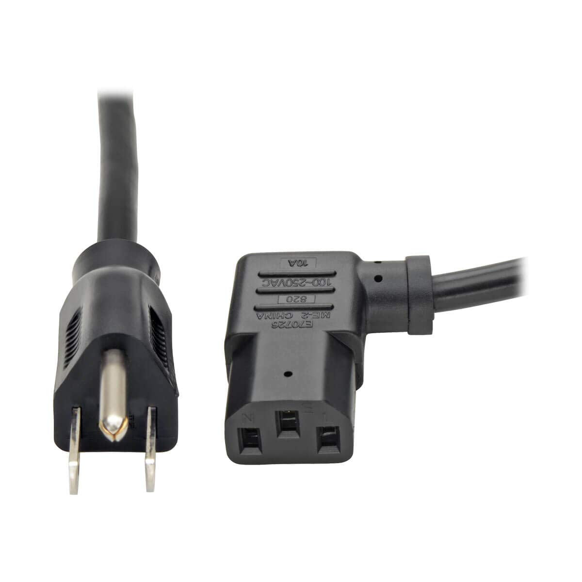 Tripp Lite Standard Computer Power Cord 10A,18Awg (Nema 5 15P To Left Angle Iec 320 C13) 6 Ft.(P006 006 13La),Black