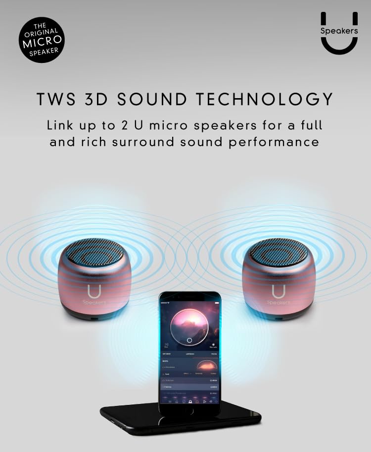 Fashionit U Micro Bluetooth Speaker | Coin-Sized Speakers Bluetooth Wireless With Built-In Mic & Remote Shutter | Portable Rich