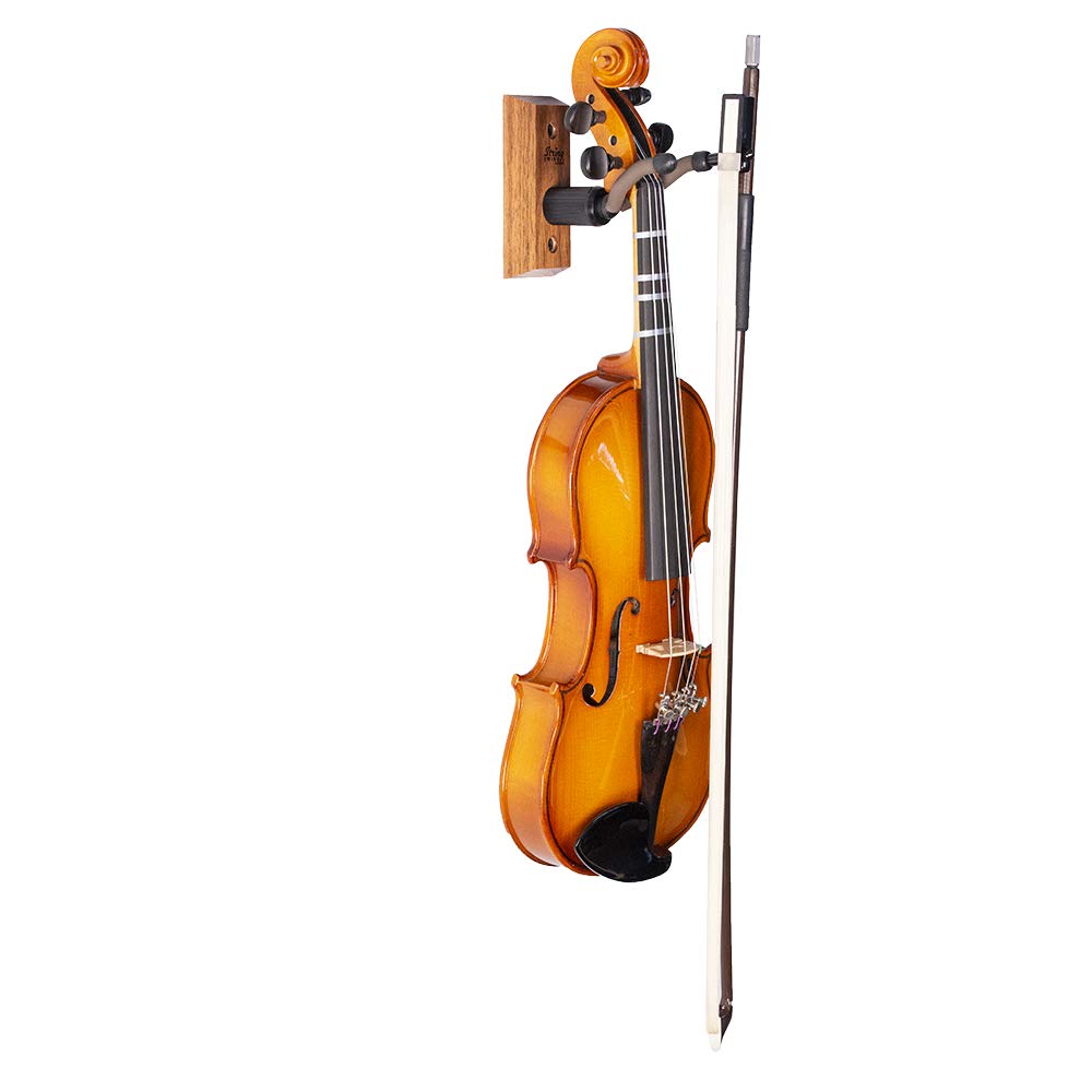 String Swing Hardwood Home & Studio Violin Hanger Wall Mount   For Small Violins And Violas   Black Walnut