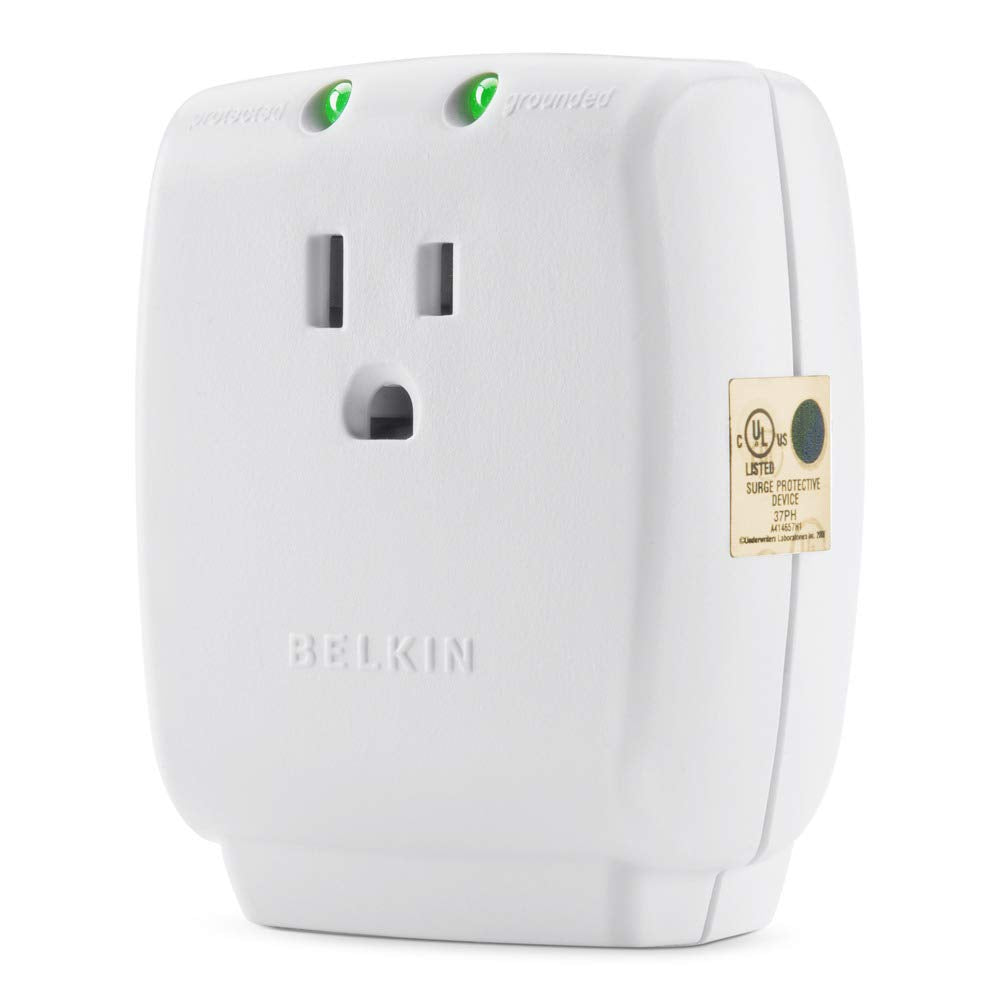 Belkin 1 Outlet SurgeCube Portable Wall Tap with Ground & Protected Light Indicators   For Home, Office, Travel