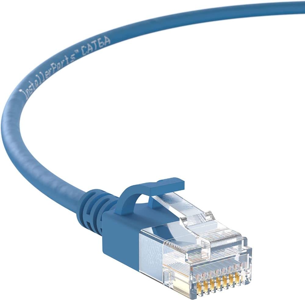Installerparts Ethernet Cable Cat6A Slim Cable Utp Booted 0.5 Ft (20 Pack)   Blue   Professional Series   10Gigabit/Sec Network/