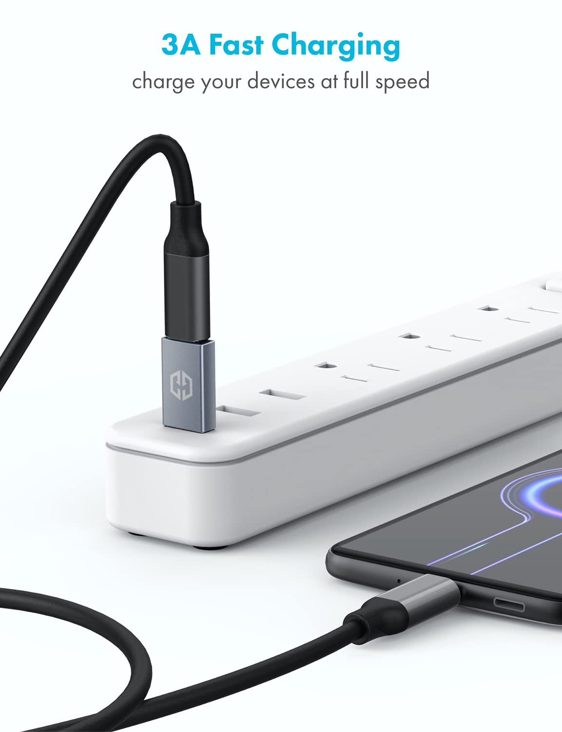 Graugear [10Gbps] Usb C Female To Usb A Male Adapter, 10Gbps Double Sided Data Transfer Support, 3A Fast Charging, Usb 3.2 Gen 2