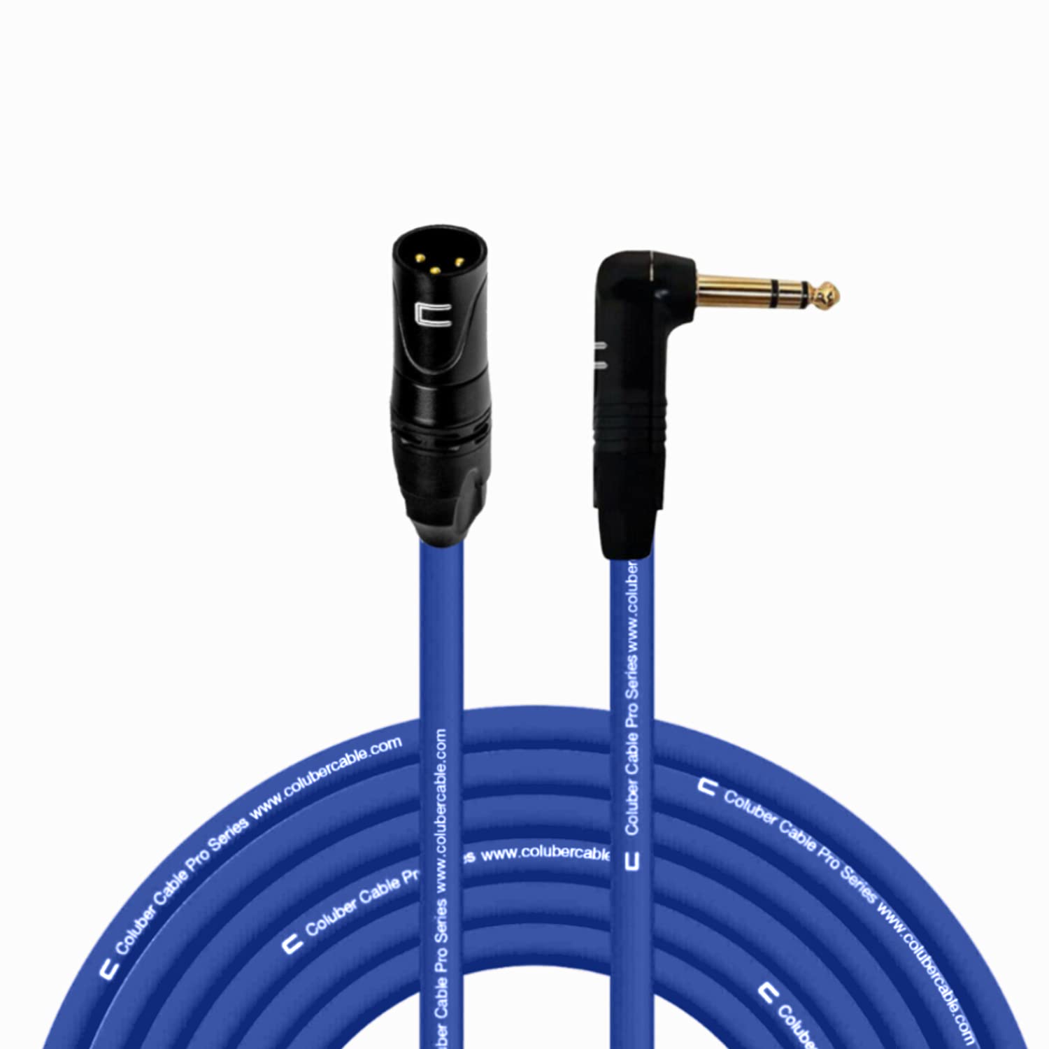 Balanced Xlr Cable Male To Right Angle 1/4'' Trs   35 Feet Blue   Pro 3 Pin Microphone Connector For Powered Speakers, Audio Int