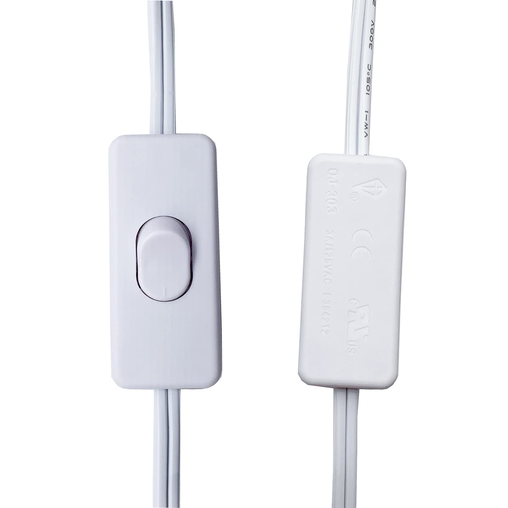 Lamp Cord With Switch Plug, 2 Prong Extension Cord 6 Feet, White Lamp Cord Replacement, 18 Awg Power Cord, Stripped Ends Ready F