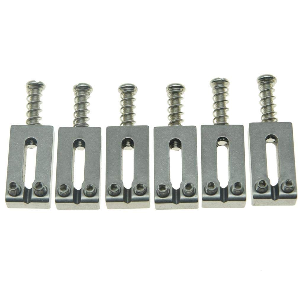 Kaish Set Of 6 Stainless Steel Saddles Electric Guitar Bridge Saddle 10.8Mm With Nickel Screws For Strat Tele Guitars