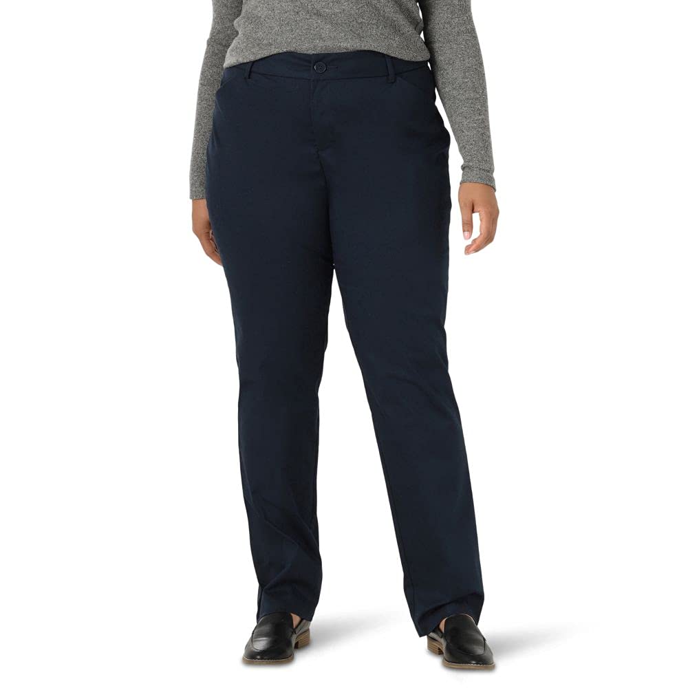 Lee Womens Size Wrinkle Free Relaxed Fit Straight Leg Pant, Imperial Blue, 24 Plus Long