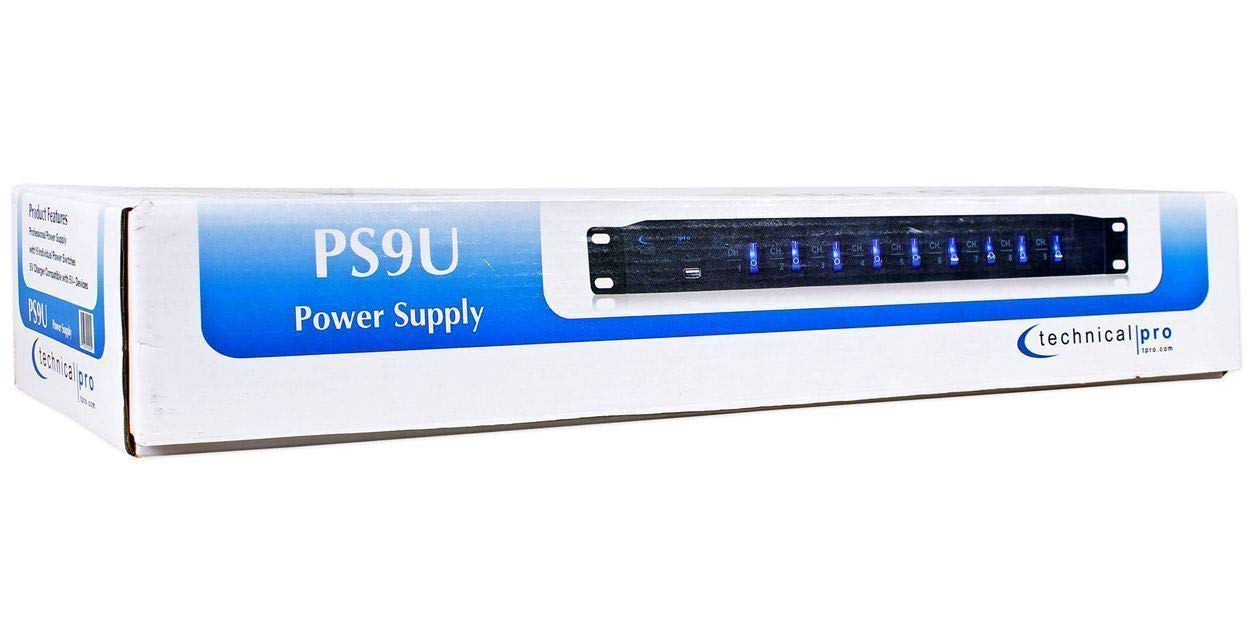 Technical Pro Ps9U 1U Rack Mount Dj Pro Audio Power Supply W/Usb Charging Port