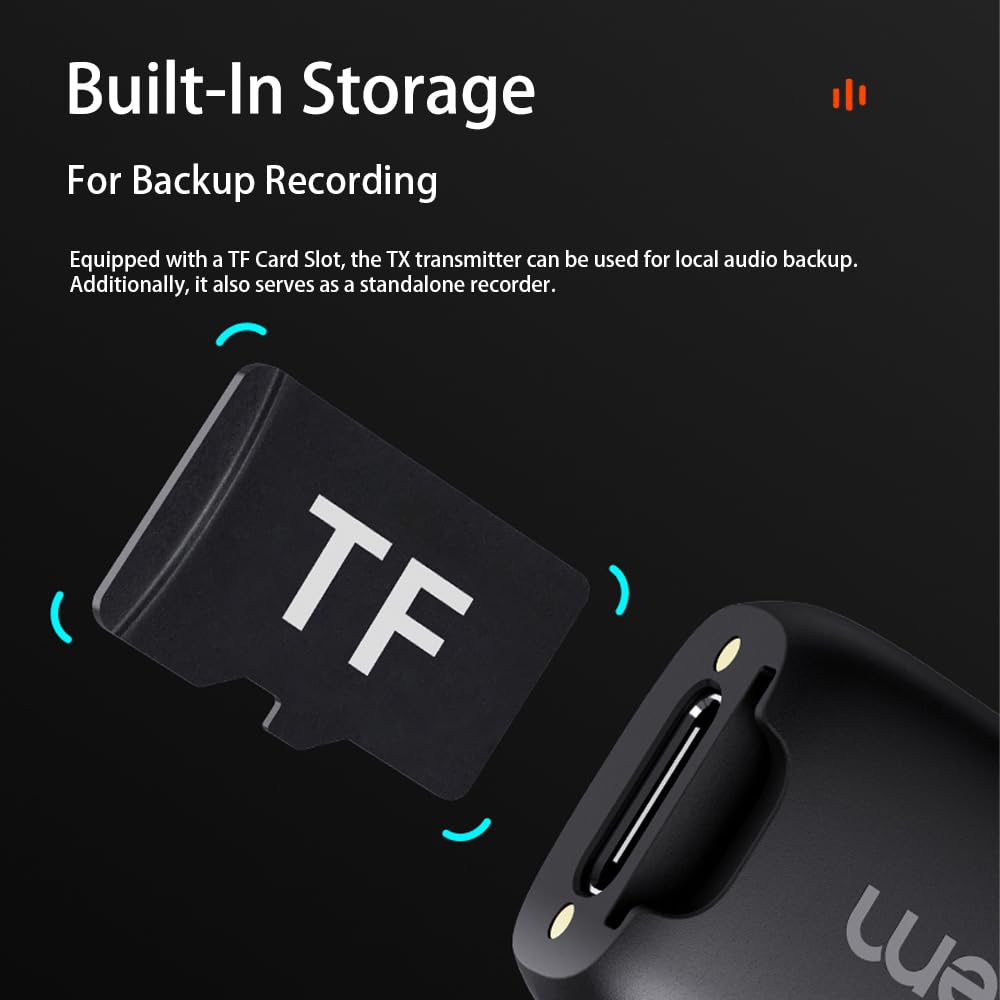 Hohem Mic-01 Wireless Lavalier Microphone, 3-Level Noise Cancelling Built-In Tf Card Slot Remote Shutter Control Clip On/Magnet