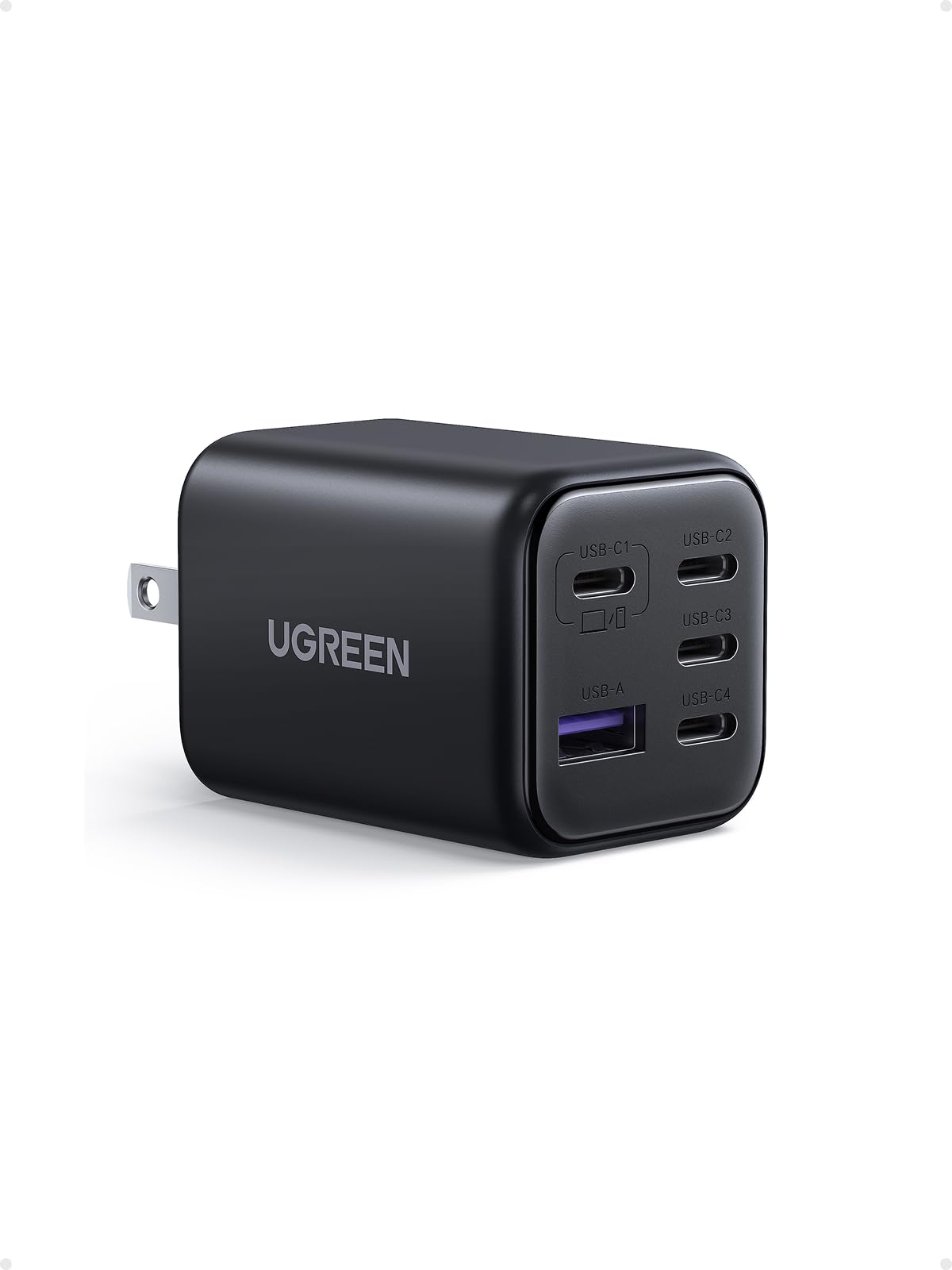 UGREEN 5Port 45W USB C Charger Block, PD/PPS/QC 45 Watt Fast Charging, GaN Charger with 4 USB C Port for iPhone 17/16/15, Galax
