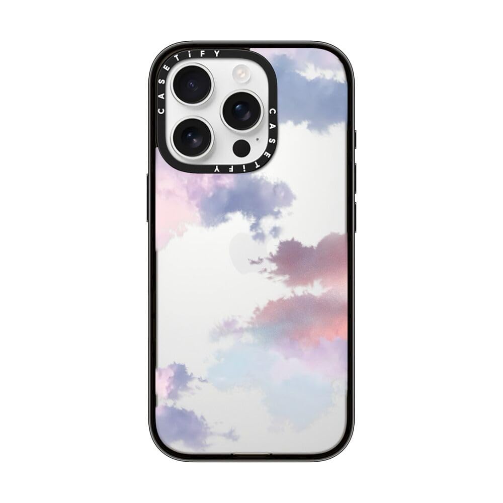 Casetify Compact Case For Iphone 16 Pro [Lightweight / 4 Ft. 2X Military Grade Drop Protection/Slim]   Clouds   Clear Black