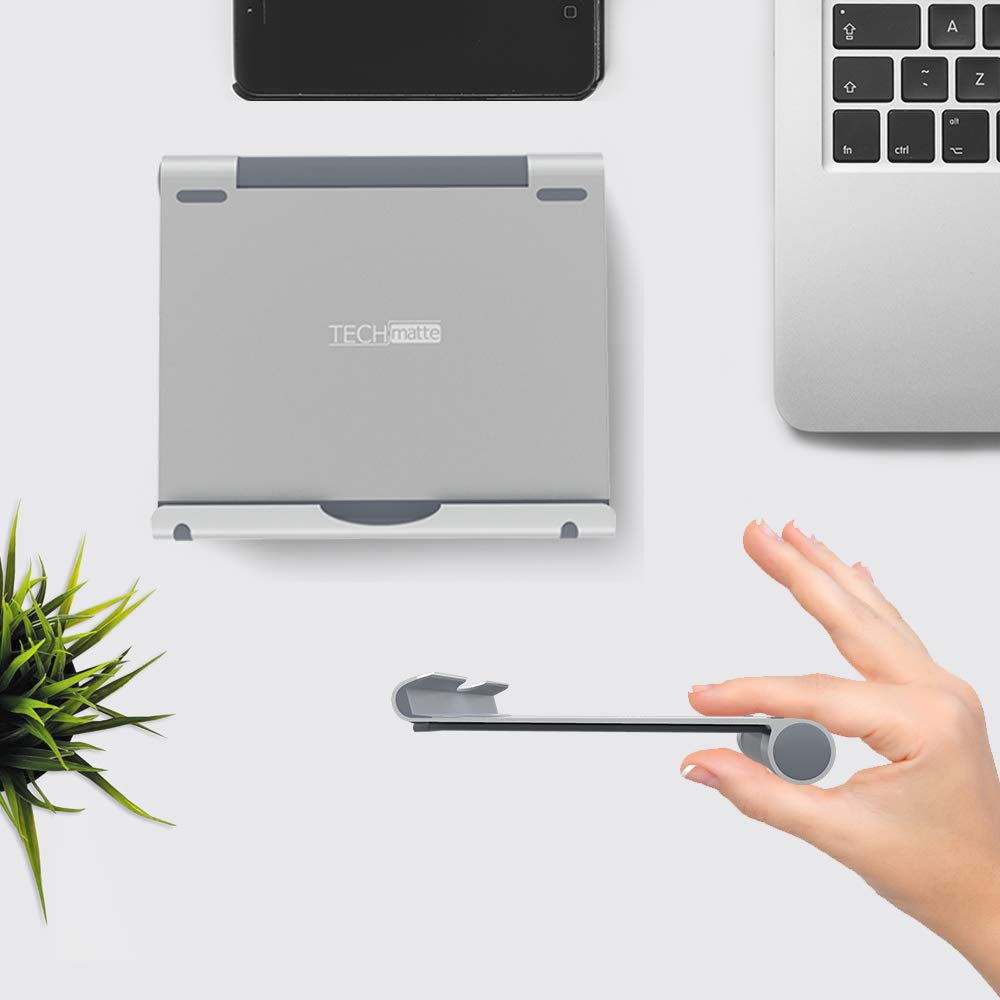 Techmatte Large Ipad Stand Adjustable Foldable Aluminum Stand For Ipad, Ipad Pro 12.9, Ipad Pro 11, Ipad Air, Ipad Mini, Iphone