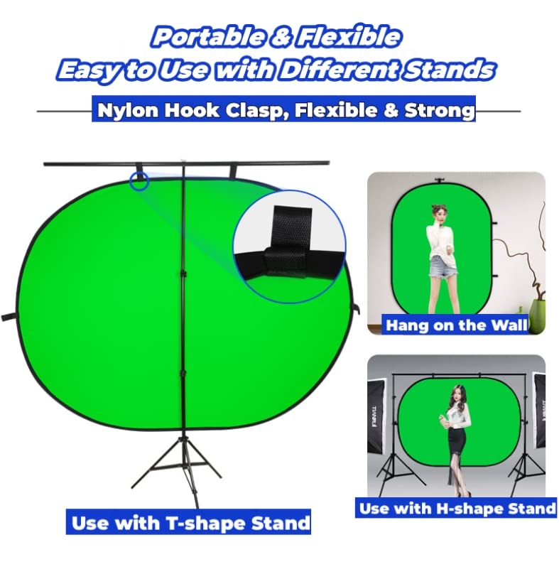 Blue Screen Green Screen Backdrop Double Sided Collapsible Green Screen With Carrying Bag,Portable Pop Up Green Screen Backgroun