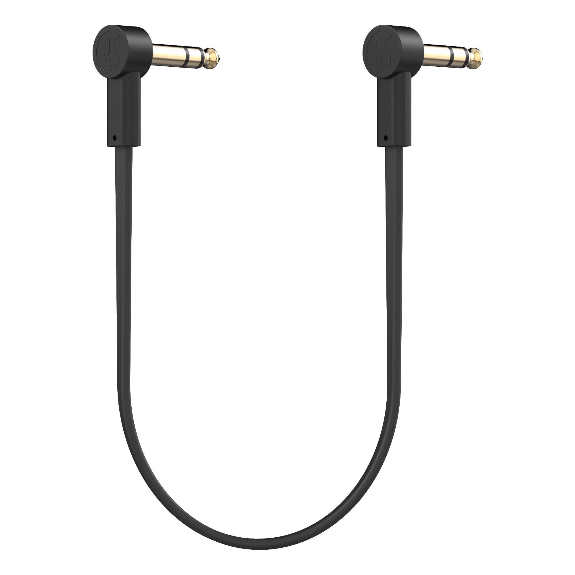 Rock Stock 1/4'' Stereo Trs Flat Patch Cables   2 Feet Ultra Thin, Right Angle, Low Profile, Gold Plated, Braided Shielding   Ma
