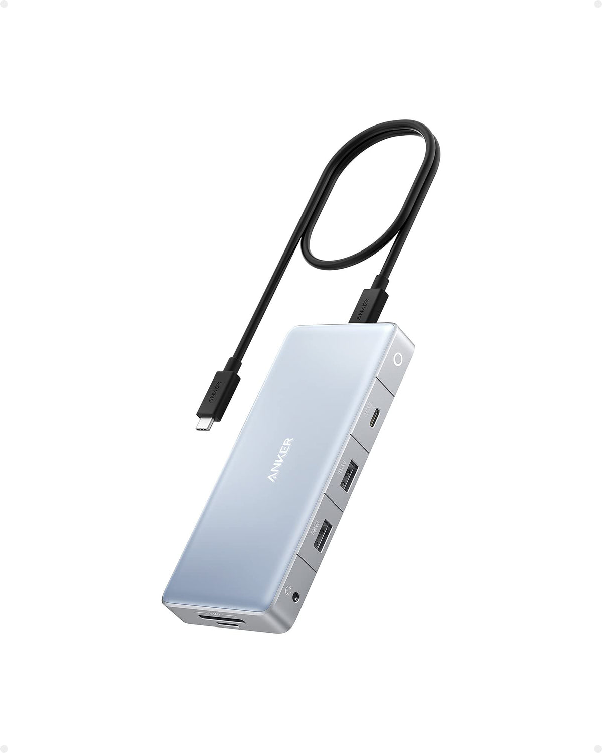 Anker 575 Usb C Hub (12 In 1, Dual Hdmi, Dp), Triple Display Docking Station, 10 Gbps Usb C And Usb A Data Ports, 4K Hdmi And Di