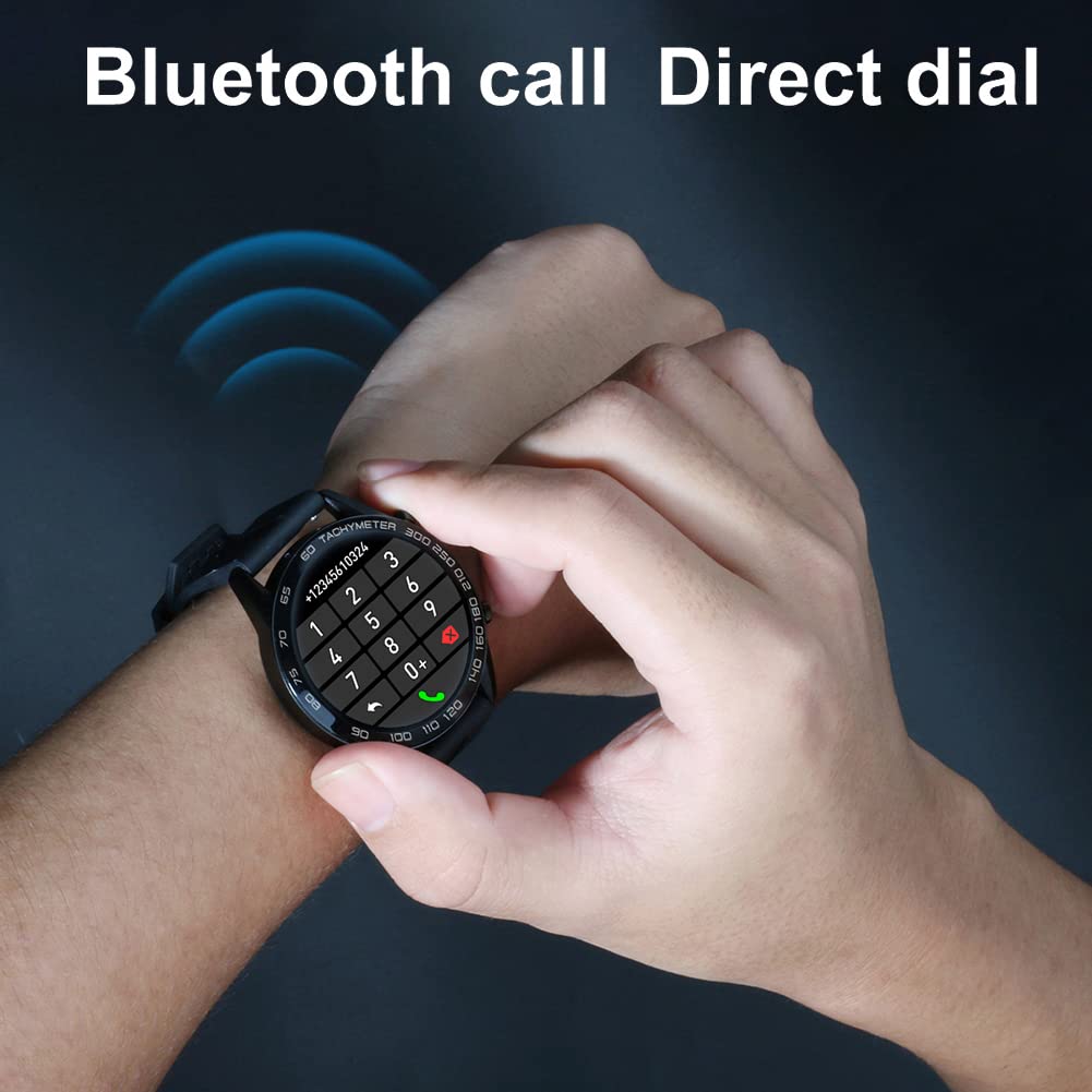 Filiekeu Leather Men Smart Watch For Android Ios, Bluetooth Calls Voice Chat With Heart Rate Fitness Tracker, 1.3 '' Full Touch