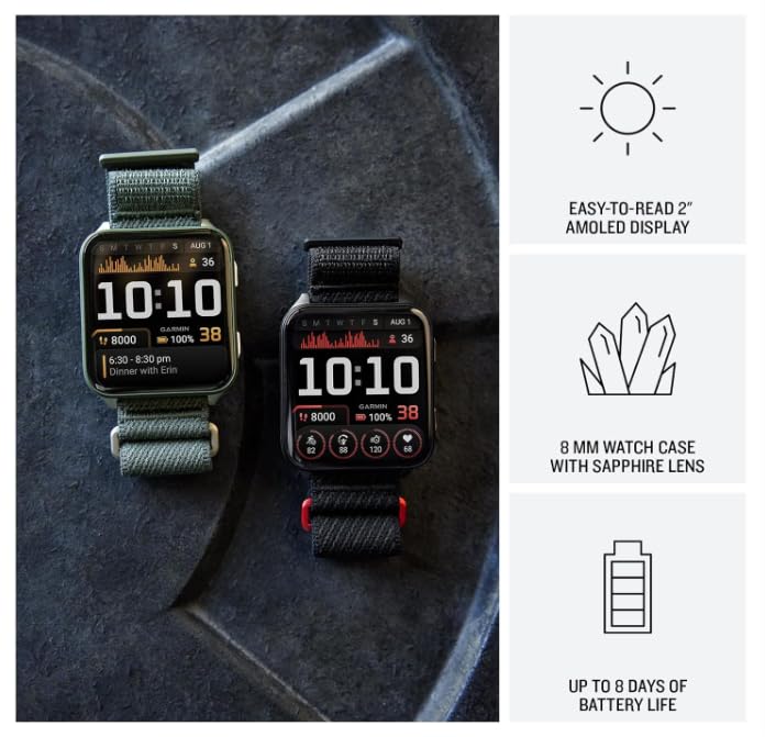 Wearable4U Garmin Venu X1 Thin And Lightweight Gps Smartwatch, Amoled Display, Moss With Titanium Caseback And Moss Comfortfit N