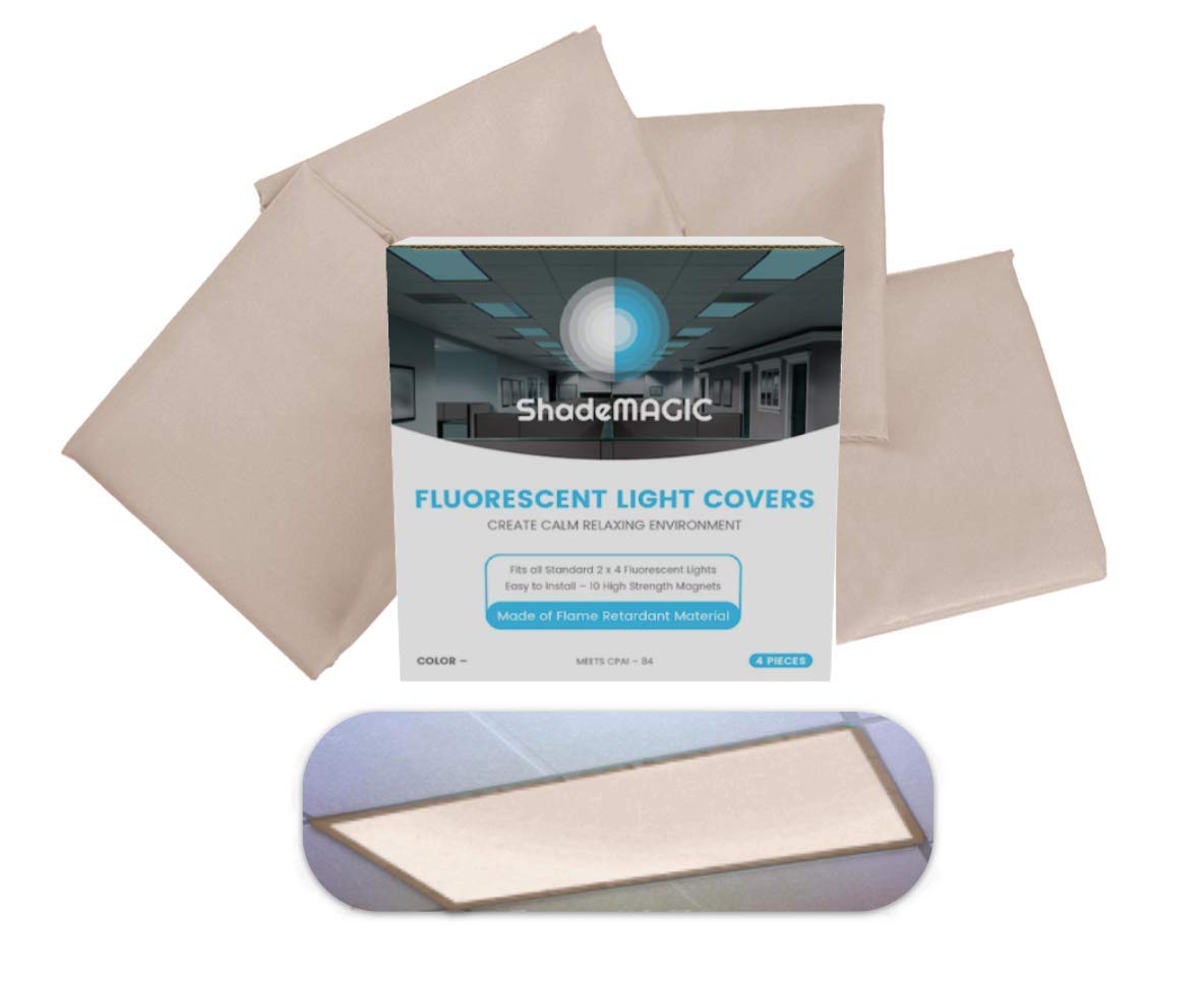 Shademagic Fluorescent Light Filter Covers (Mocha)   Diffuser Pack; Eliminate Harsh Glare That Causes Eyestrain And Head Strain 