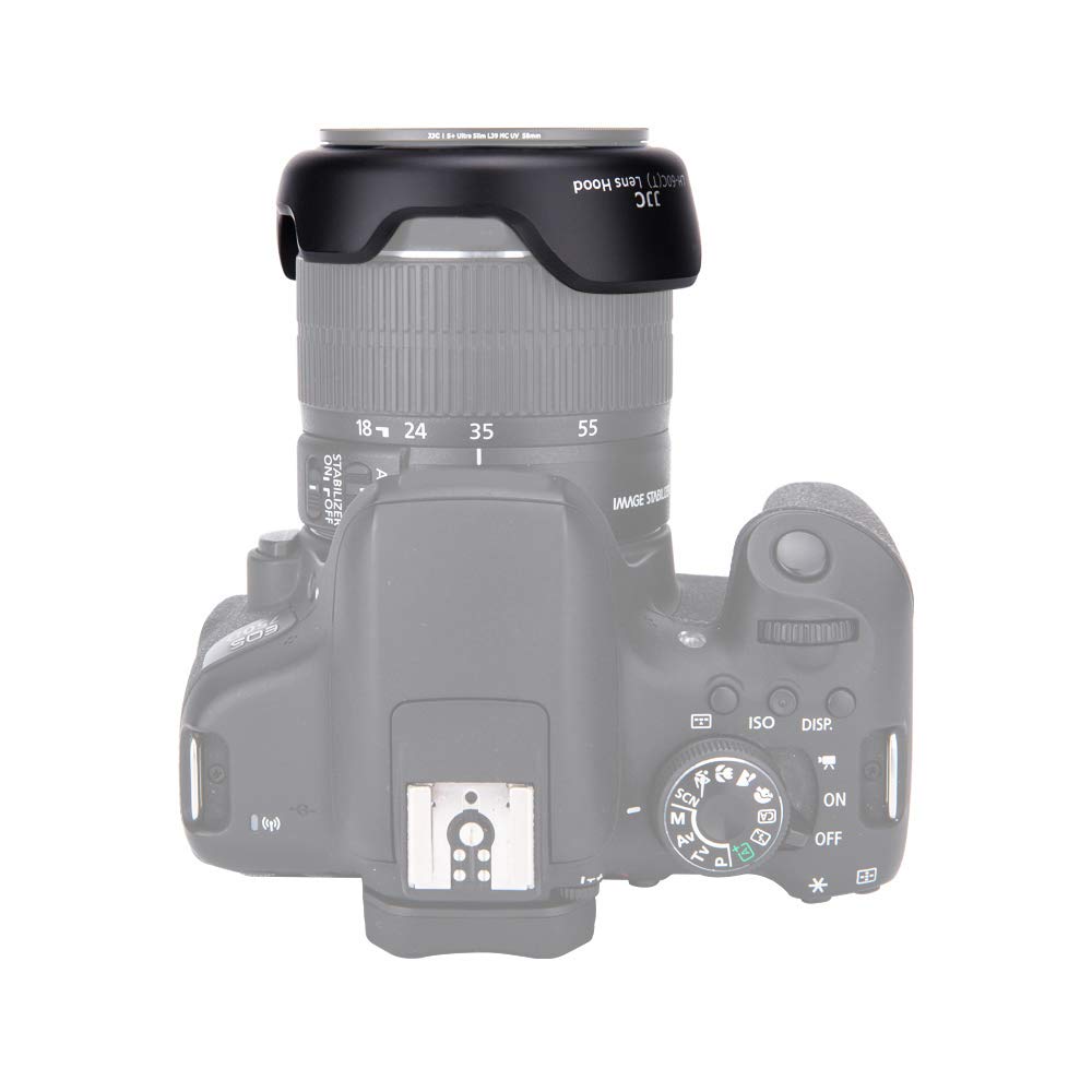 Jjc Ew 60C Dedicated Reversible Lens Hood Shade For Canon Eos 2000D 1300D 1200D Rebel T7 T6 T5 T4I T3I T2I Camera With Kit Lens