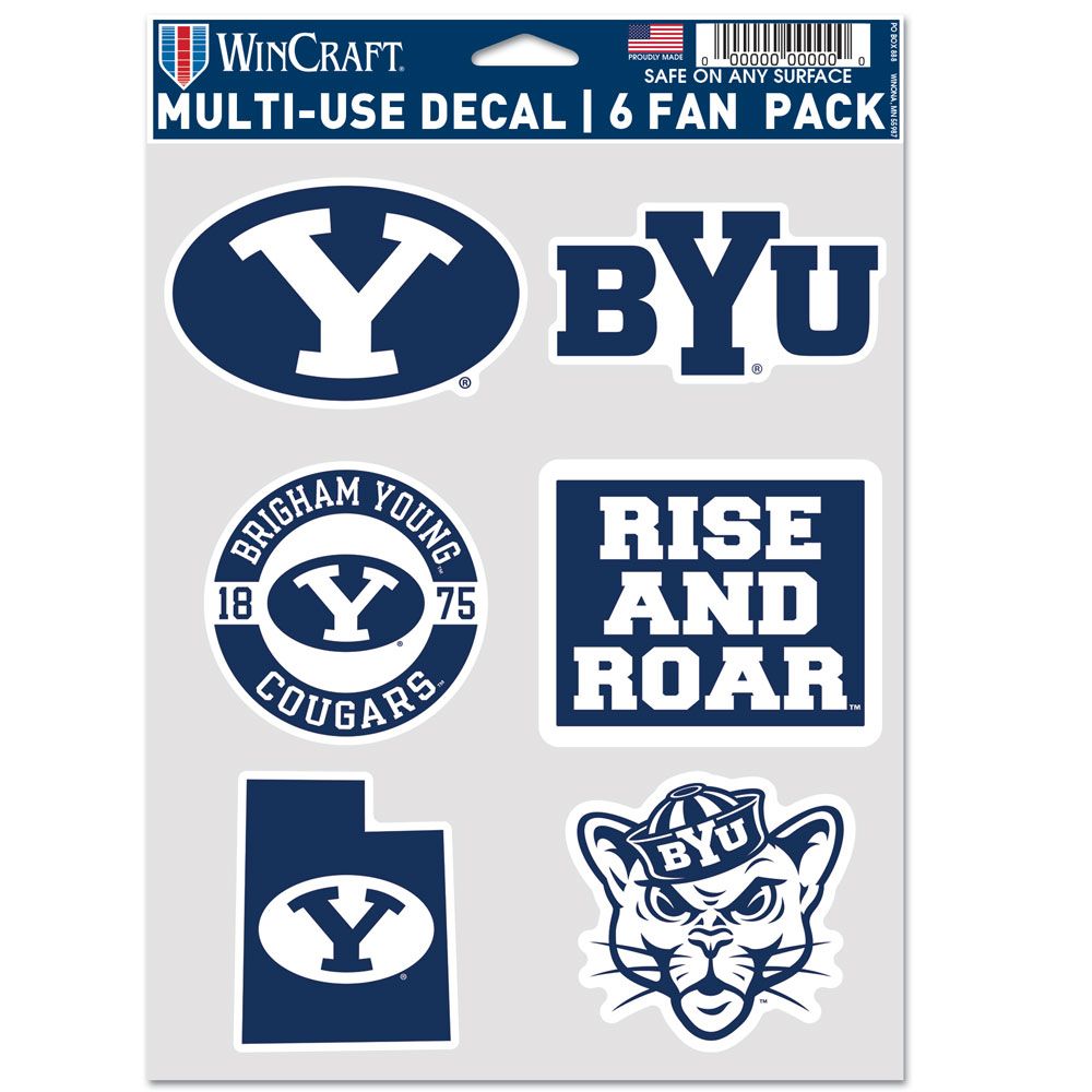 BYU Cougars Decal Multi Use Fan 6 Pack Special Order