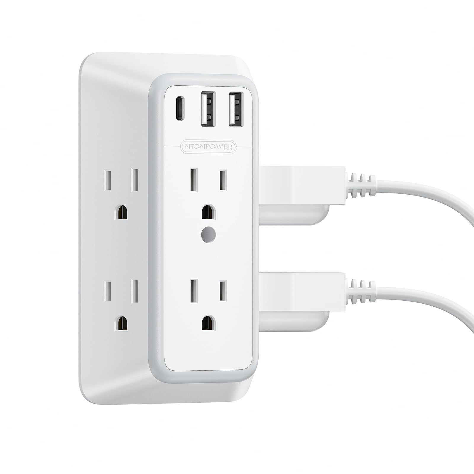 Ntonpower Wall Outlet Extender Surge Protector, 6 Outlet Extender With 3 Usb Wall Charger (1 Usb C), 3 Sided Outlet Splitter For