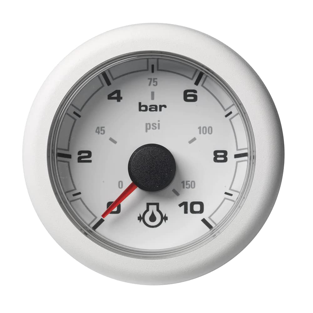 Veratron 52Mm (2-1/16'') Oceanlink Engine Oil Pressure - 10 Bar/150 Psi - White Dial &Amp; Bezel,WBEEAB08S5H5Z8N