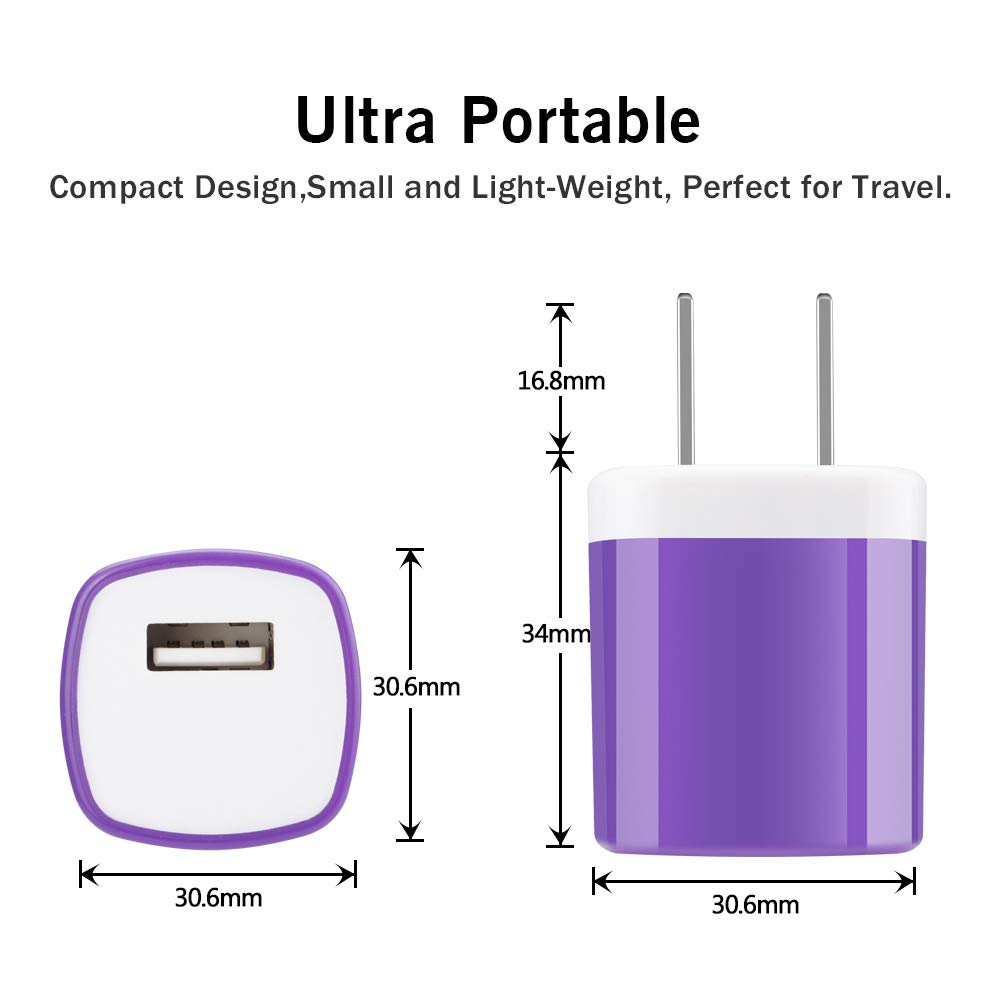 Usb Charger Plug,Fast Charging Block,1A Usb Cube 10Pack Wall Outlet Adapter Compatible Iphone 14/13 Pro Max/12/11/X/Se/8, Samsun