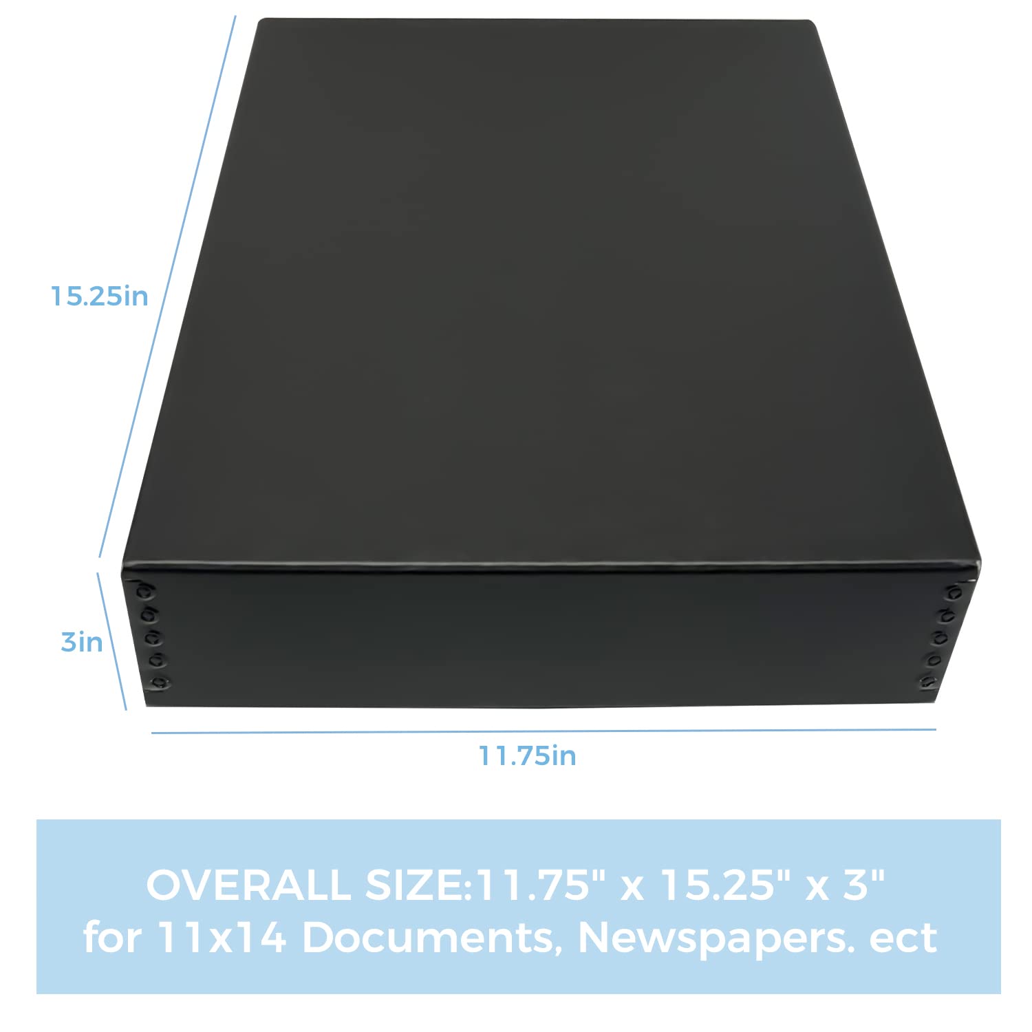 Lineco 11X14 Black Museum Archival Storage Box, Drop Front Design, 11 1/2 X 15 X 3 In. Acid Free With Metal Edge. Preserves Picture Longevity, Organize Photos Or Documents, Crafts, Diy.