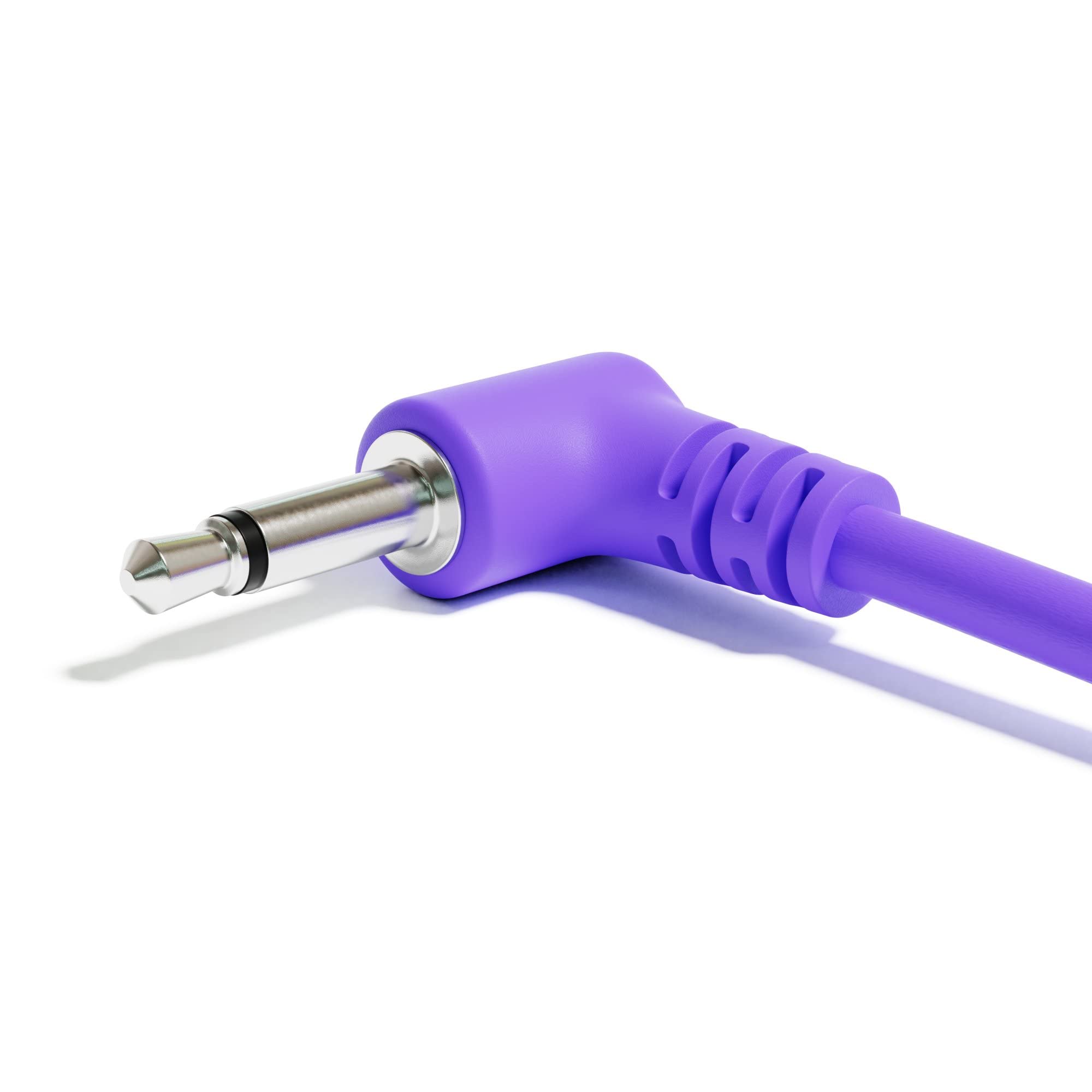 Excelvalley - 5-Pack - Right Angle Mono Modular Patch Cables - 3.5Mm 1/8 Eurorack Synthesizer [Purple | 20 Cm - 7.87]