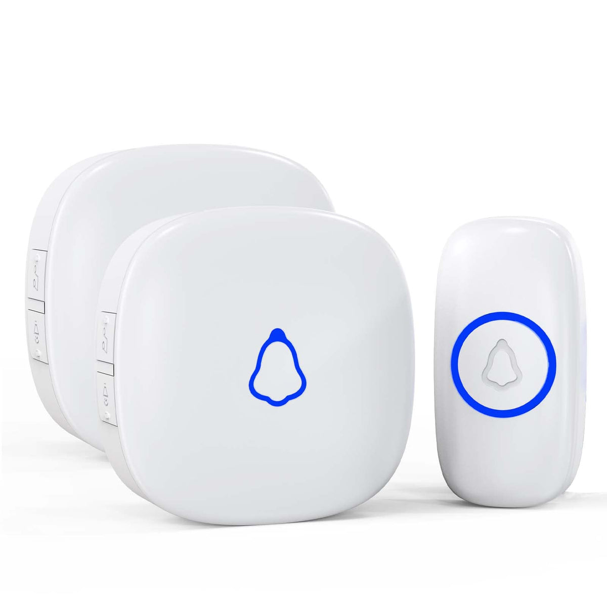 Secrui Wireless Doorbell, Mini Door Bell With 58 Chimes 5 Volume Levels, 1 Waterproof Button 2 Plug In Receiver, White Doorbell