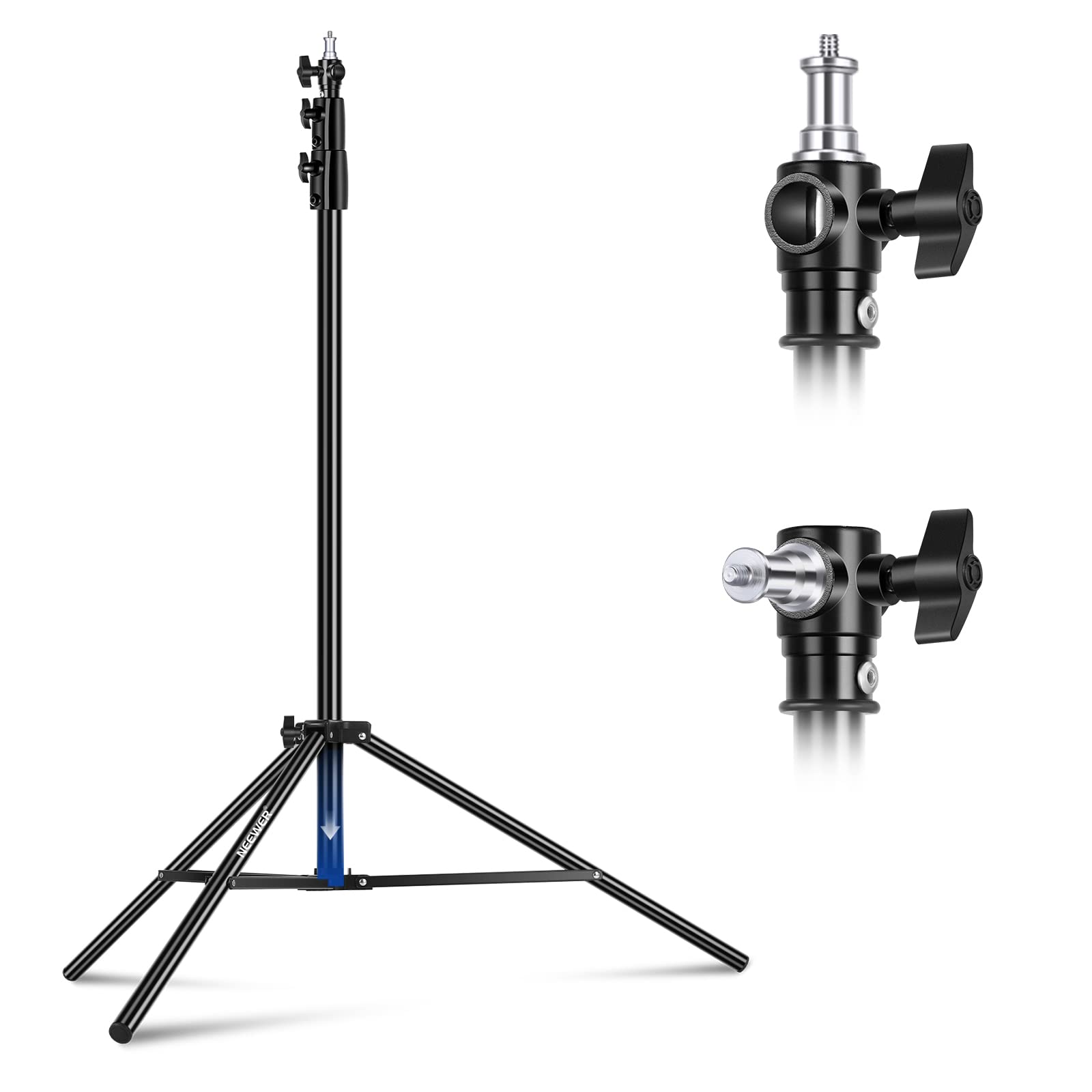 Neewer 8.5Ft/2.6M Air Cushioned Light Stand, Heavy Duty Metal Photography Tripod Stand With 1/4'' To 3/8'' Reversible Spigot, 3