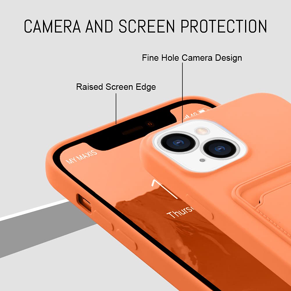 Mzelq Compatible With Iphone 13 (6.1 Inch) Case, Card Holder Camera Protection Cover For Iphone 13 + Screen Protector, Card Slot