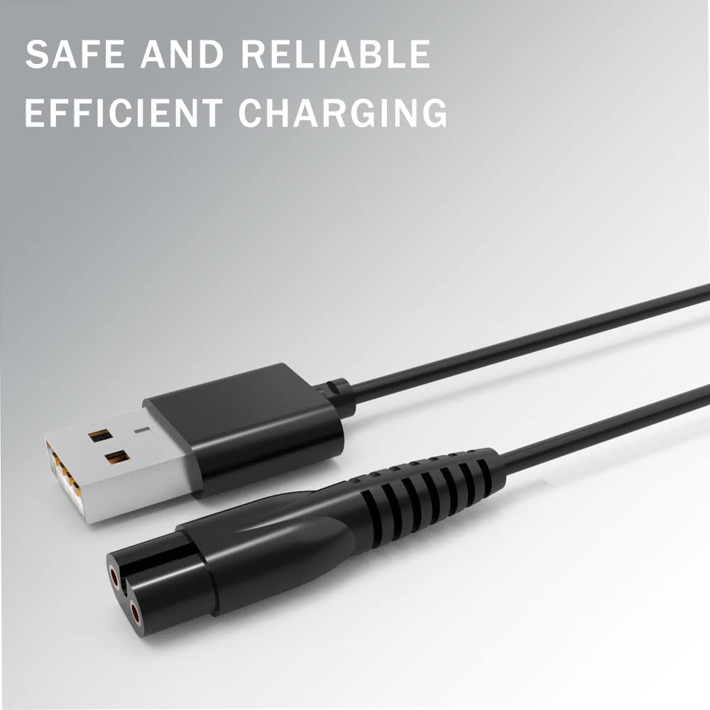 Replacement Charging Cable Fit For Meridian Grooming Electric Shaver Trimmer 5Ft Charger Cable Power Adapter Cord Black